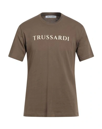 Shop Trussardi Man T-shirt Dark Green Size L Cotton