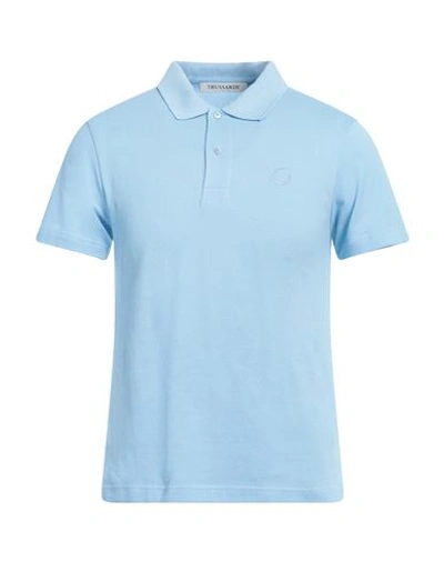Shop Trussardi Man Polo Shirt Pastel Blue Size S Cotton