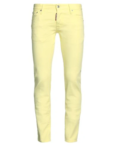Shop Dsquared2 Man Jeans Yellow Size 32 Cotton, Elastane