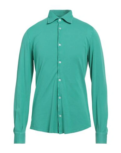 Shop Fedeli Man Shirt Green Size 46 Cotton