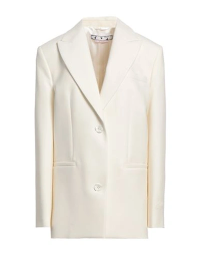 Shop Off-white Woman Blazer Ivory Size 6 Polyester, Virgin Wool, Elastane