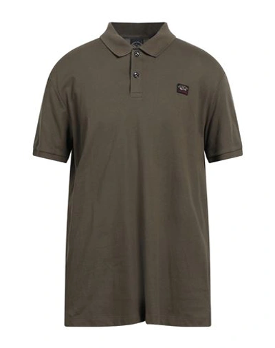 Shop Paul & Shark Man Polo Shirt Military Green Size Xl Cotton