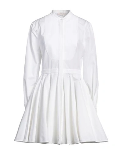 Shop Alexander Mcqueen Woman Mini Dress White Size 6 Cotton