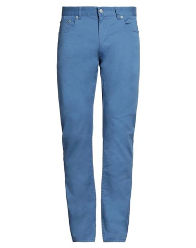 Shop Lacoste Man Pants Pastel Blue Size 33w-34l Cotton, Elastane