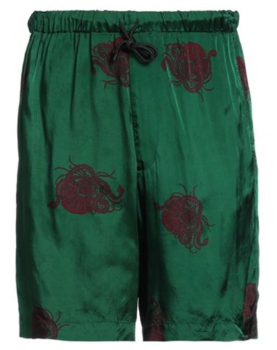 Shop Dries Van Noten Man Shorts & Bermuda Shorts Green Size 36 Viscose