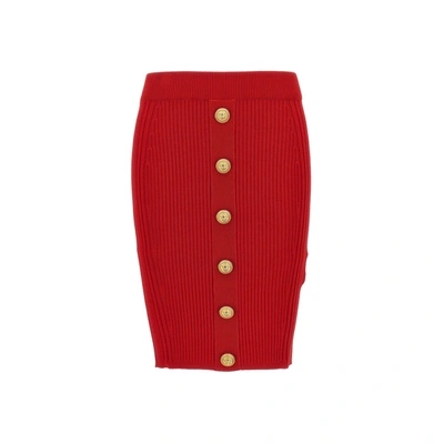 Shop Balmain Knee-length Mini Skirt In Red