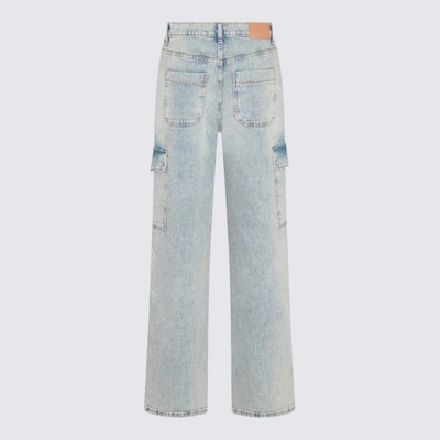 Shop 7 For All Mankind Light Blue Cotton Blend Cargo Jeans In Frost