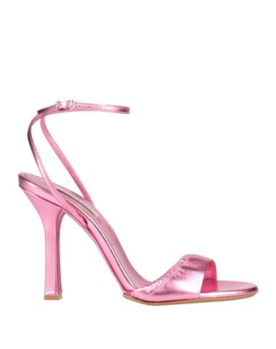 Shop Casadei Woman Sandals Fuchsia Size 8 Leather In Pink