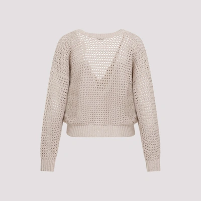 Shop Brunello Cucinelli Cotton Cardigan Sweater In Nude & Neutrals