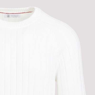 Shop Brunello Cucinelli Cotton Pullover Sweater In White