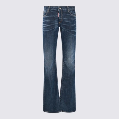 Shop Dsquared2 Dark Blue Cotton Blend Jeans