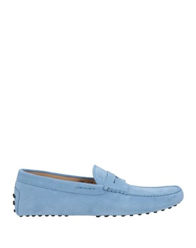 Shop Tod's Man Loafers Light Blue Size 6.5 Leather