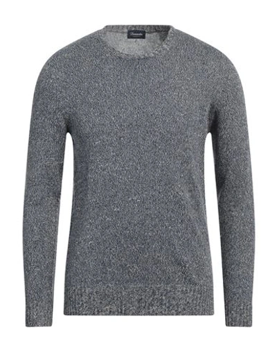 Shop Drumohr Man Sweater Navy Blue Size 38 Cotton, Linen