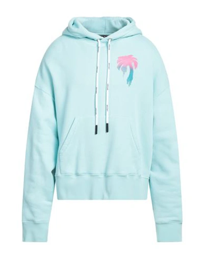 Palm Angels Man Sweatshirt Turquoise Size M Cotton, Elastane In Blue