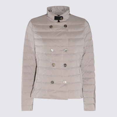 Moorer Double-breasted Quilted Down Coat With Shiny Buttons In Pearl
