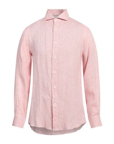 Shop Brunello Cucinelli Man Shirt Pink Size Xxl Linen, Cotton