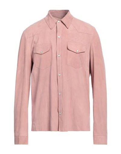 Shop Salvatore Santoro Man Shirt Blush Size 42 Ovine Leather In Pink