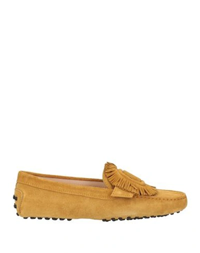Tod's Woman Loafers Mustard Size 8 Leather In Yellow