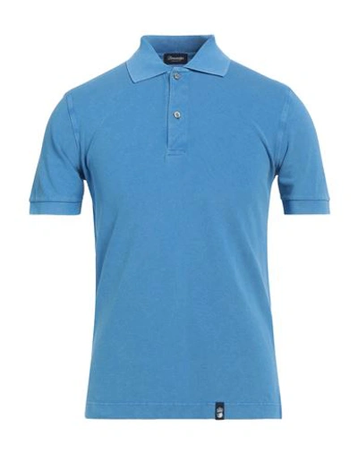 Shop Drumohr Man Polo Shirt Blue Size Xxl Cotton