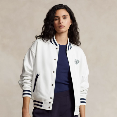 Shop Ralph Lauren Logo Reversible Bomber Jacket In Deckwash White
