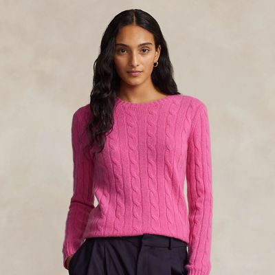Shop Ralph Lauren Cable-knit Cashmere Sweater In Desert Pink