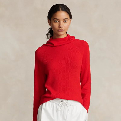 Shop Ralph Lauren Merino Wool Snood Pullover In Bright Poppy