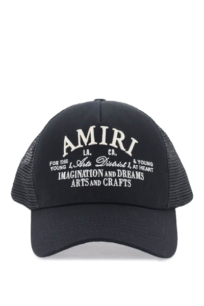 Shop Amiri Arts District Embroidered Trucker Hat In Black