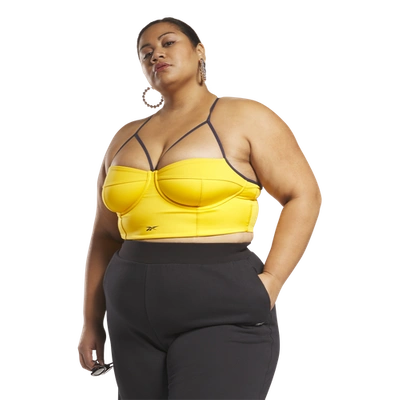 Shop Reebok Womens  Plus Size Hrn Extra Bralette In Retro Yellow