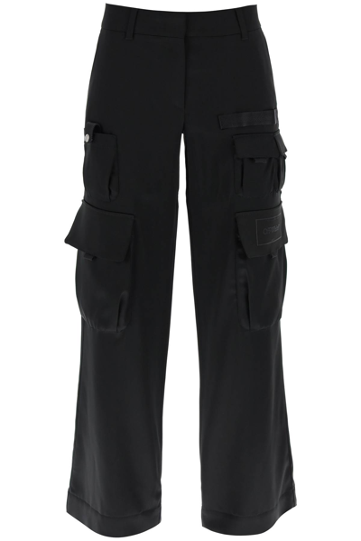 Shop Off-white Off White Toybox Cargo Pants In Satin In Black
