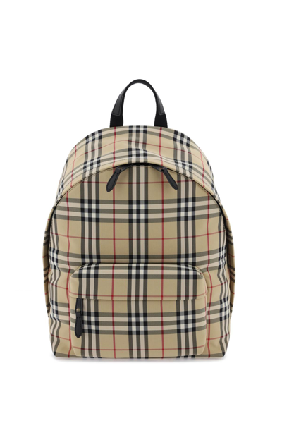 Shop Burberry Check Backpack In Multi-colored