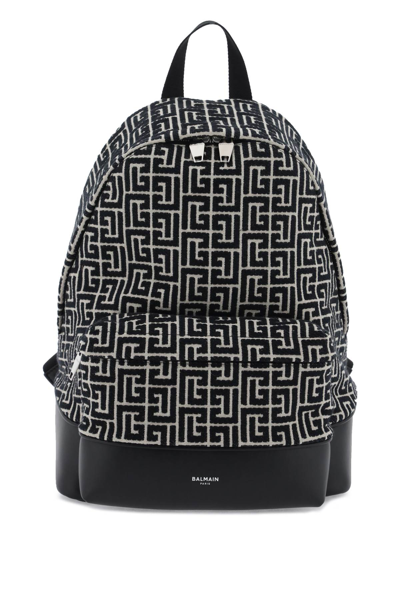 Shop Balmain Jacquard Backpack With Monogram In Multi-colored