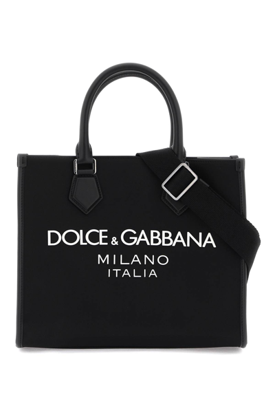 Shop Dolce & Gabbana Nylon Small Tote Bag In Black
