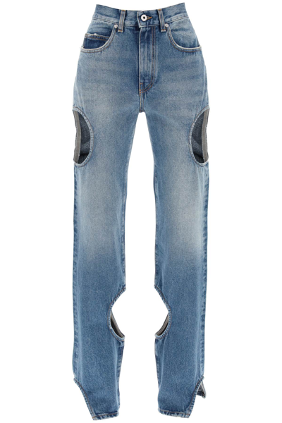 Shop Off-white Off White Meteor Cut Out Jeans In Light Blue