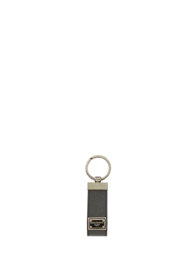 Shop Dolce & Gabbana Leather Key Chain In Black