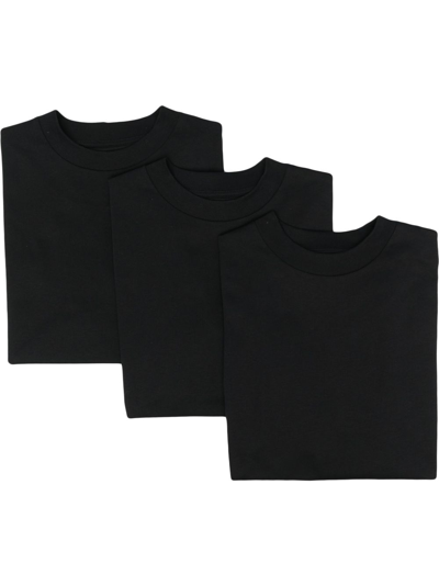 Jil Sander Confezione Da 3 T-shirt In Cotone Con Etichetta Logo In Black