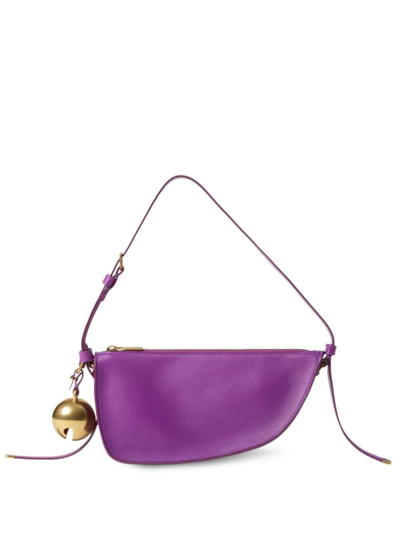 Shop Burberry Purple Shield Mini Leather Shoulder Bag