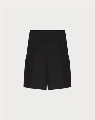 Shop Valentino Wool Bermuda Shorts In Black
