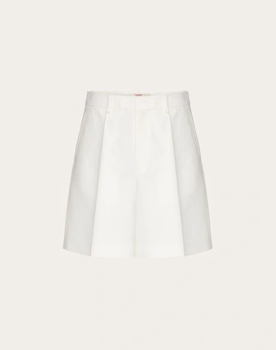 Shop Valentino Wool And Silk Bermuda Shorts In Ivory