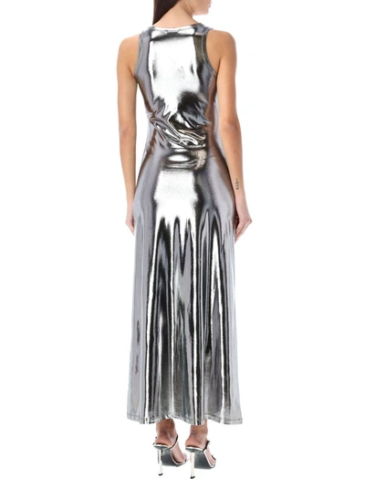 Shop Diesel D-lyny Long Dress In Silver