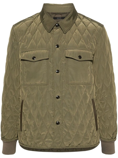 Shop Tom Ford Padded Quilted Jacket In Green