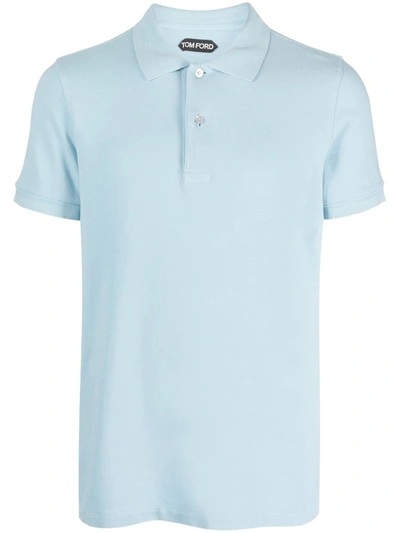 Shop Tom Ford Piqué Polo Shirt In Blue