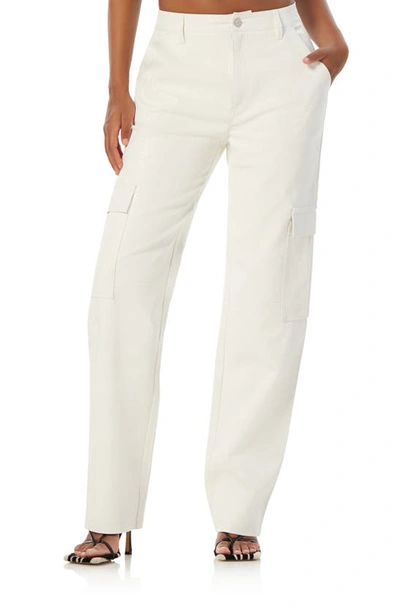 Shop Afrm Noe Faux Leather Cargo Pants In White Python