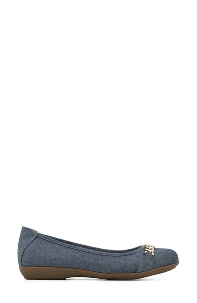 Cliffs By White Mountain White Mountain Charmed Flat In Denim Blue/ Fabric