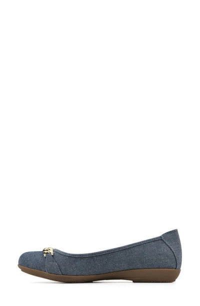 Cliffs By White Mountain White Mountain Charmed Flat In Denim Blue/ Fabric