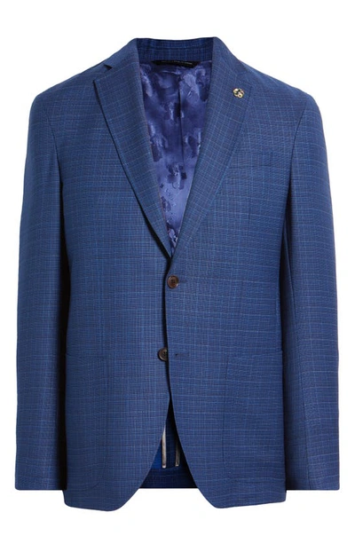 Ted Baker Keith Slim Fit Plaid Wool Sport Coat In Blue