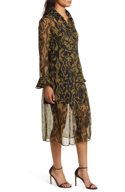 1.state Long Sleeve Maxi Shirtdress In Rich Black