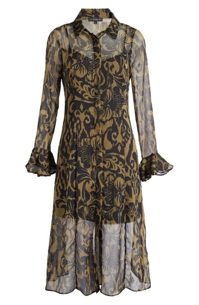 1.state Long Sleeve Maxi Shirtdress In Rich Black