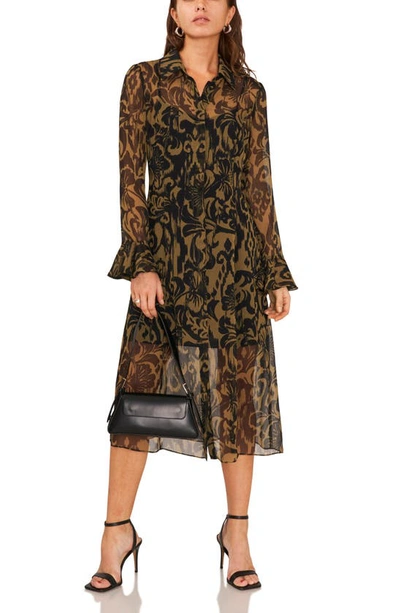 1.state Long Sleeve Maxi Shirtdress In Rich Black