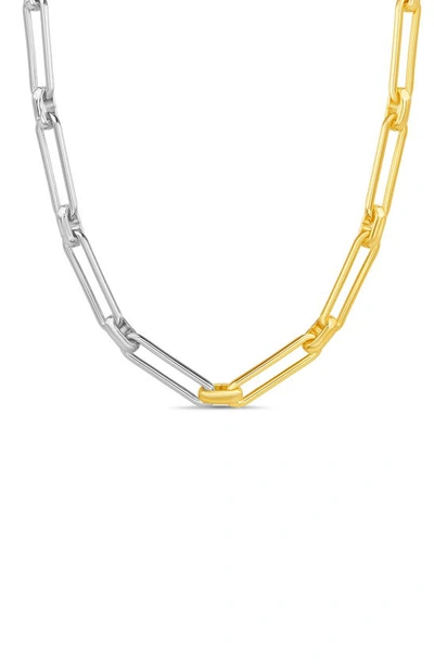 Shop Paige Harper Two-tone Paper Clip Link Necklace In Multicolored