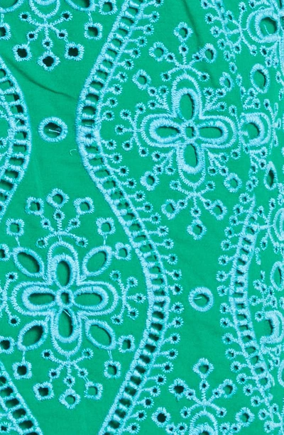 Saloni Embroidered Cotton Eyelet Dress In 828-emerald/ Sky